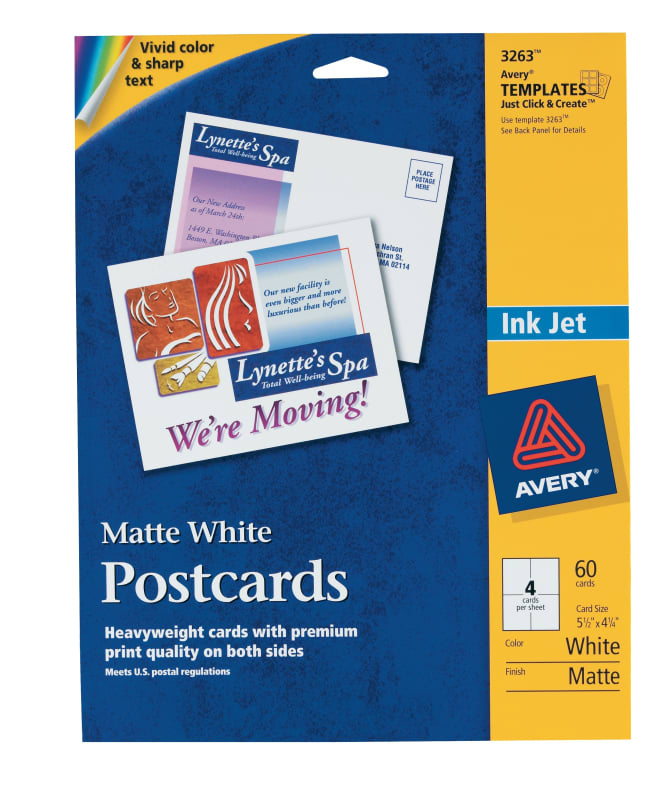 Avery(R) Postcards, 4-1/4 x 5-1/2, Ivory, 100 Blank Postcards for Laser  and Inkjet Printers (5919)