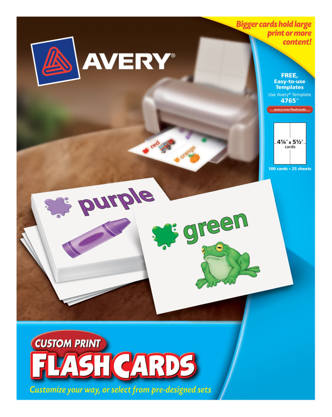 Avery Custom Print Flash Cards 100 Cards 4765 Avery Com