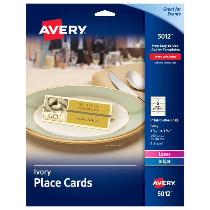 Avery® Printable Place Cards With Sure Feed® Technology 1 7/16 X 3 3/4