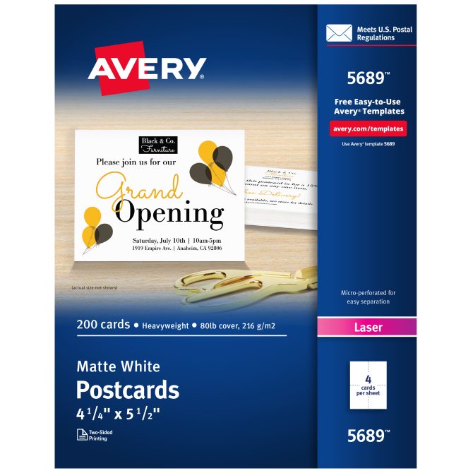 Avery Printable Postcards With Sure Feed Technology 4 x 6 White 80