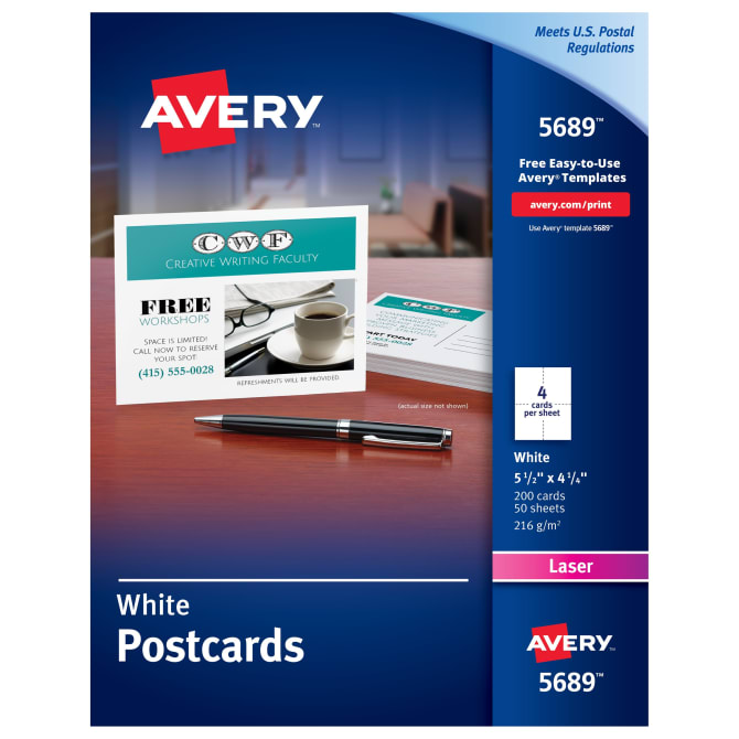 Avery Postcards Uncoated Two Sided Printing 4 1 4 X 5 1 2 200 Cards 5689