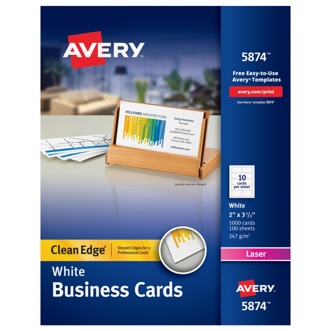 Avery Clean Edge Printable Business Cards 1 000 Cards 5874 Avery Com