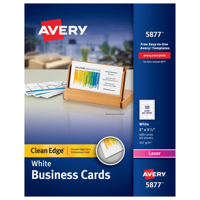 Avery Clean Edge Business Cards Uncoated Two Sided Printing 400 Cards 5877