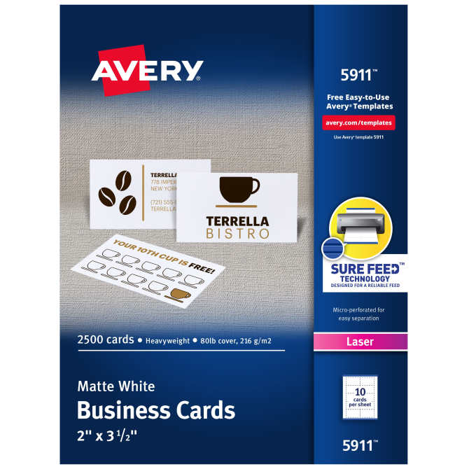 Avery® Printable Business Cards with Sure Feed™, 2