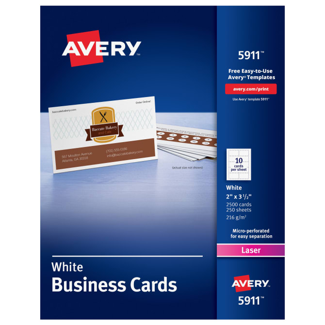 Avery Business Cards Uncoated Two Sided Printing 2 X 3 1 2 2 500 Cards 5911