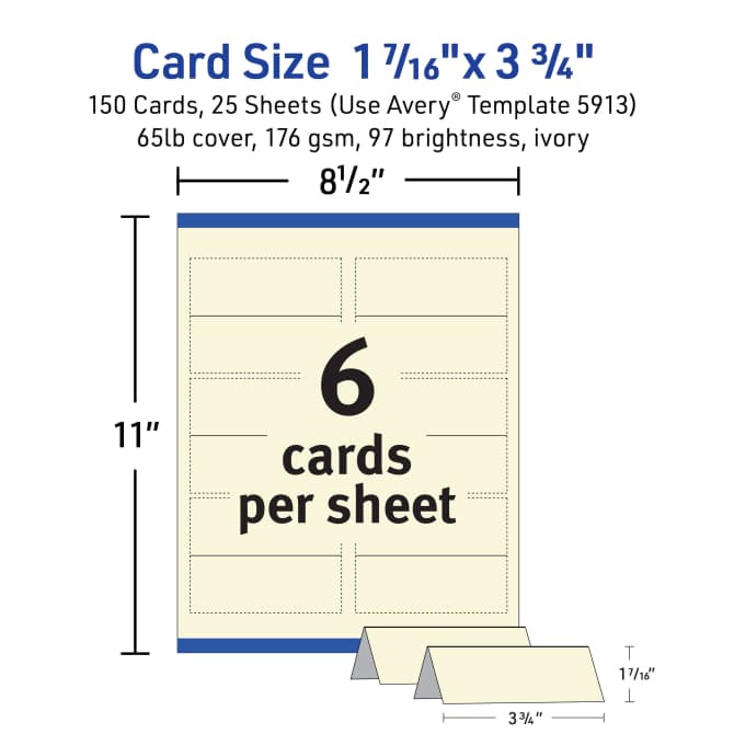 Avery Printable Small Tent Cards, 2 inch x 3.5 inch, Two-Sided Printing, Matte White, 2 Pack, 320 Cards Total (5812)