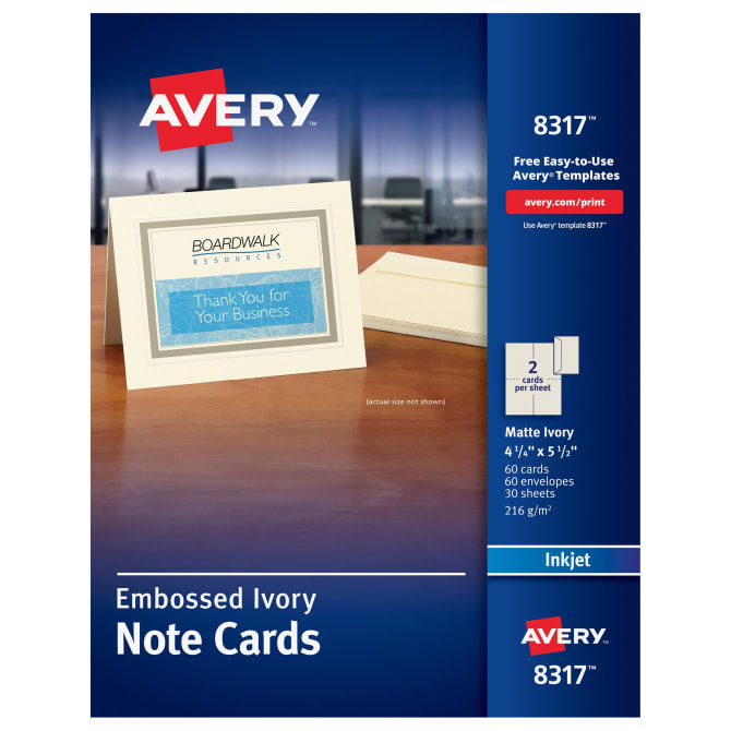 Avery Note Cards Matte Ivory Two Sided Printing 4 1 4 X 5 1 2 60 Cards 8317