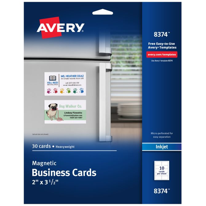Avery(R) Magnetic Business Cards, 2" x 3-1/2", Matte White, 30 Blank Cards  for Inkjet Printers (8374) | Avery.com