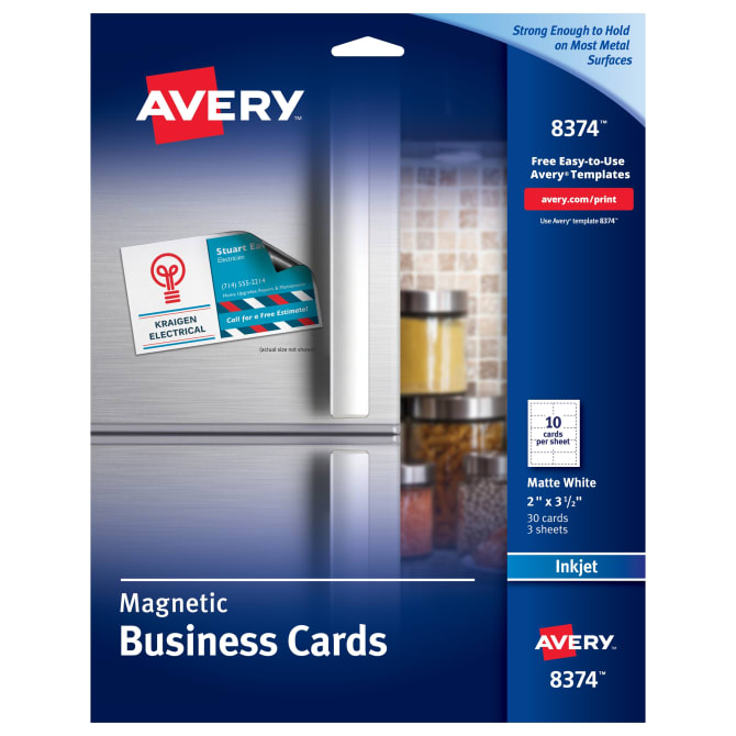 Avery Magnetic Business Cards Matte 2 X 3 1 2 30 Cards 8374