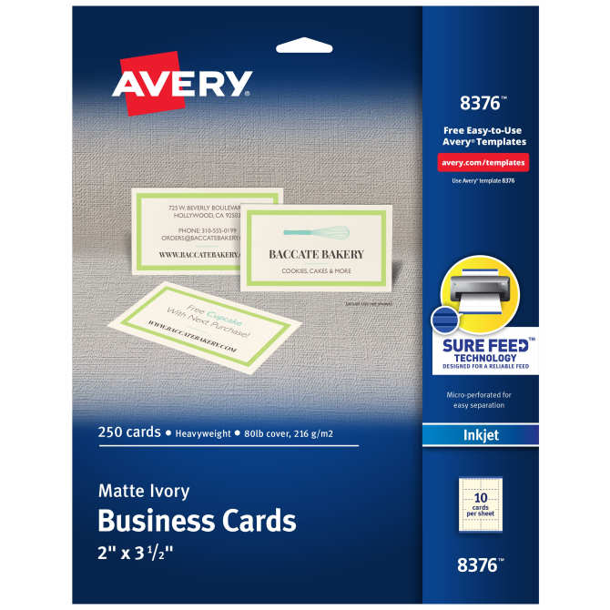 Avery® Printable Business Cards with Sure Feed™, 2