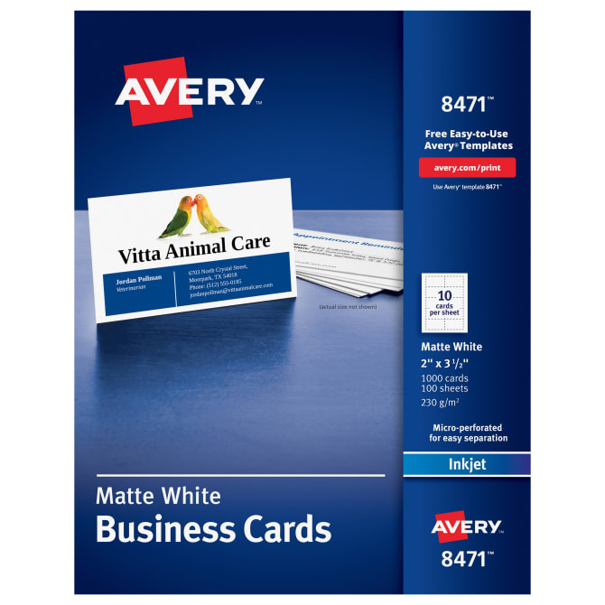 Avery Magnetic Business Cards, 2 x 3 1/2, White, 10/Sheet, 30/Pack