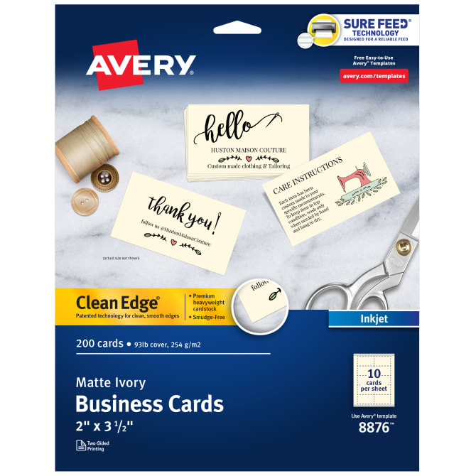 Avery Clean Edge® Printable Business Cards Matte Ivory 200 Cards (8876) |  Avery.com