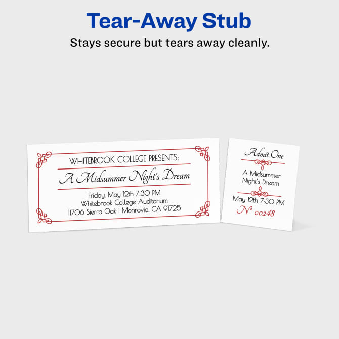 Avery(R) Tickets with Tear-Away Stubs, 1-3/4" x 5-1/2", Matte White, 200  Blank Tickets (16154) | Avery.com