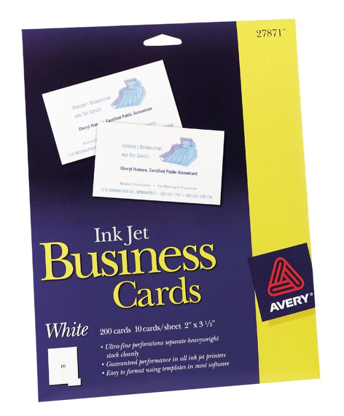 Avery Business Cards Uncoated 2 X 3 1 2 200 Cards 27871