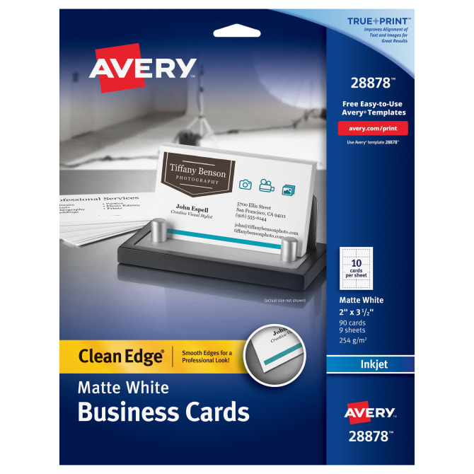 Avery Clean Edge Printable Business Cards Matte 90 Cards 28878 Avery Com