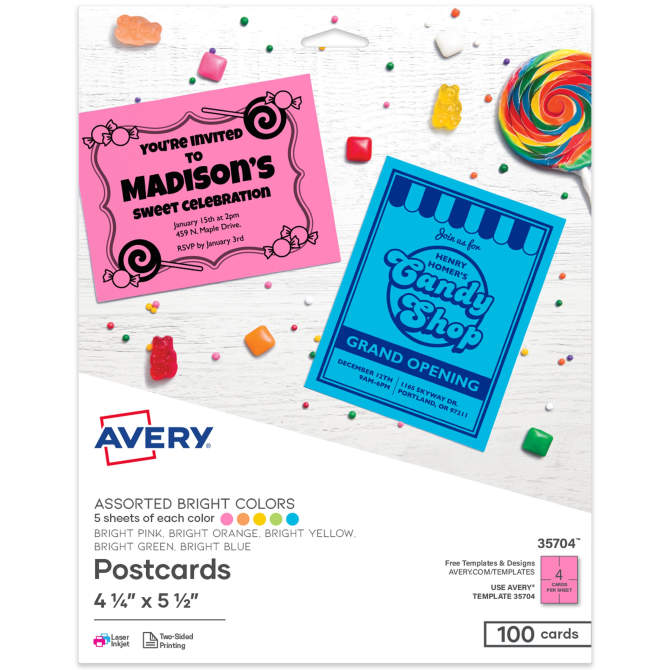 Avery® Postcards, 4-1/4
