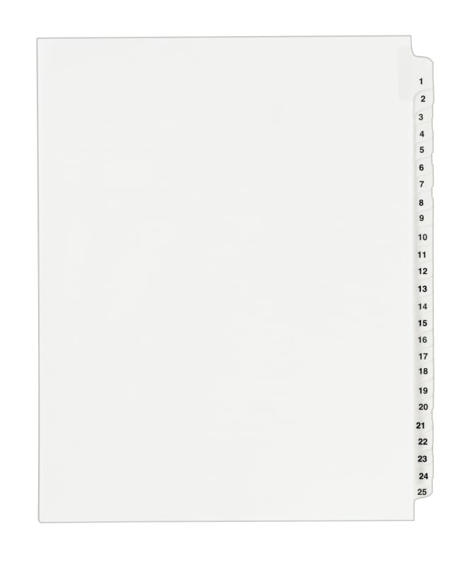 01411 Letter Size Pack of 25 Side Tabs K Avery Legal Dividers Premium Individual Tab Titles