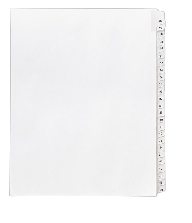 Letter Size 1 Set Allstate Collated Sets 01700 25 Tabs per Set White Legal Dividers New Version Side Tab A-Z