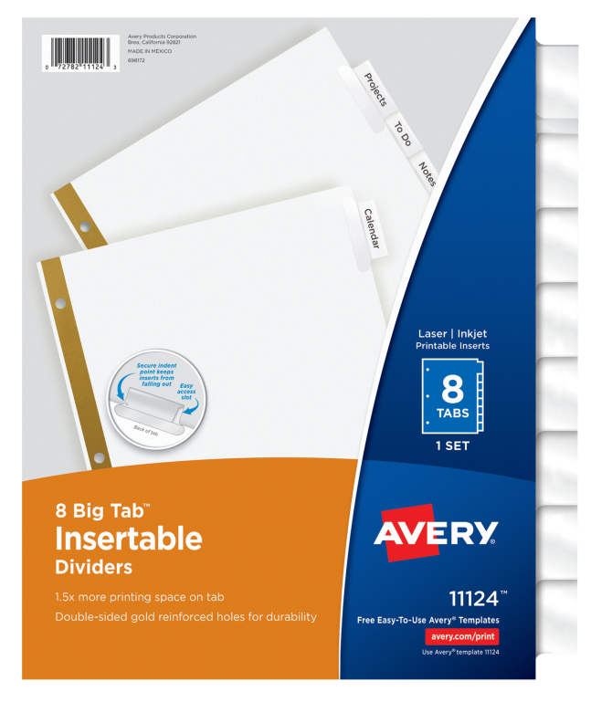 Avery® Big Tab™ Insertable Dividers for 3 Ring Binders, 8-Tab ...