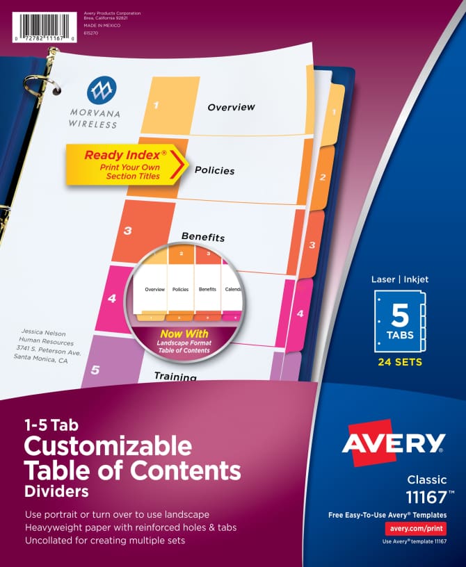  Avery Table Of Contents Template 5 Tab Brokeasshome