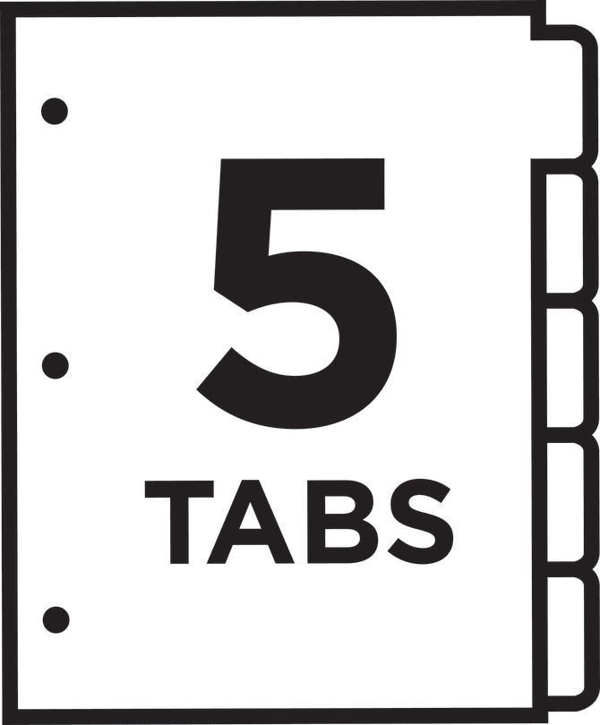 Avery® Ready Index® 5 Tab Binder Dividers, Multicolor Tabs, 6 ...