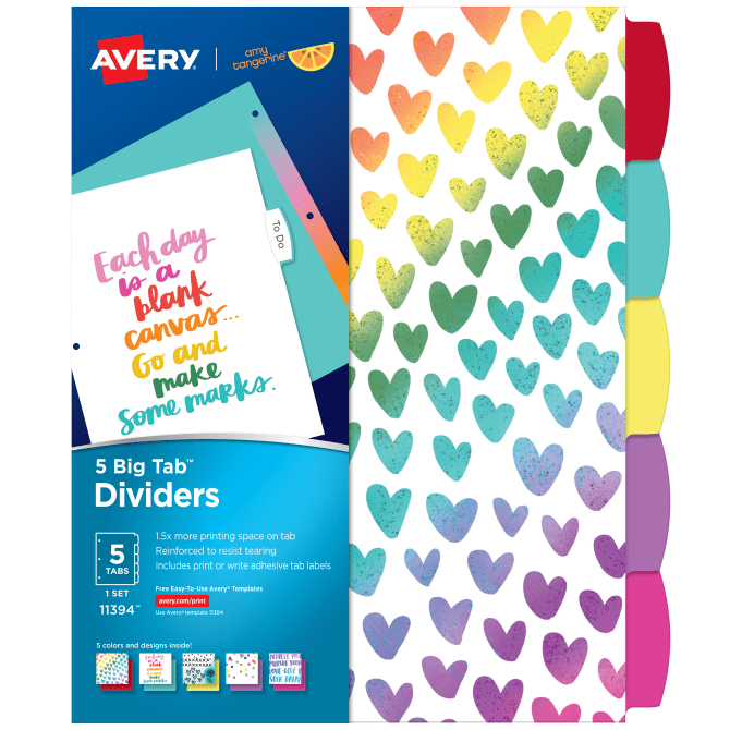 R Buff Paper Insertable Big Tab Recycled Dividers R 5-Tab Avery Gold Reinforced Multicolor Worksaver 