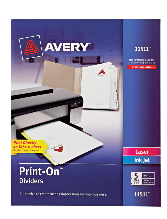 Avery Print On Dividers 5 Tab Set 11511
