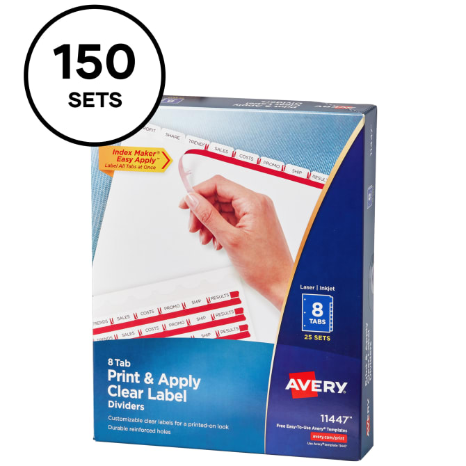 avery easy apply 8 tab