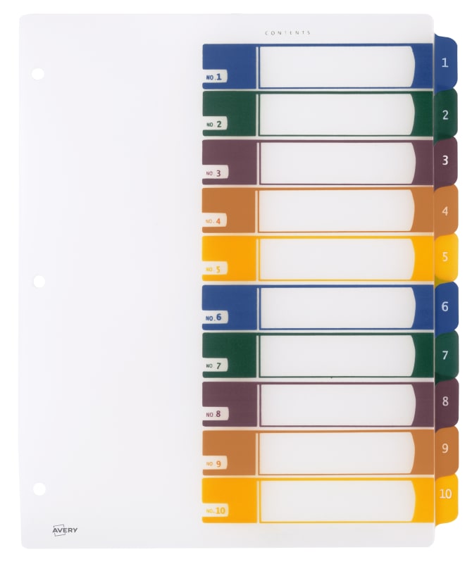 Avery index maker 10 tab template