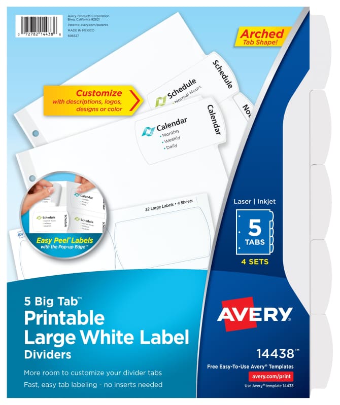 Avery Big Tab™ Large Label Dividers 5 Tabs, 4 Sets (14438 ...