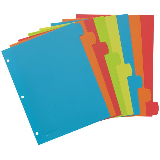 Avery Big Tab Write & Erase Durable Plastic Dividers, 8-Tab Set, Multicolor Brights, 3 Sets (21210)