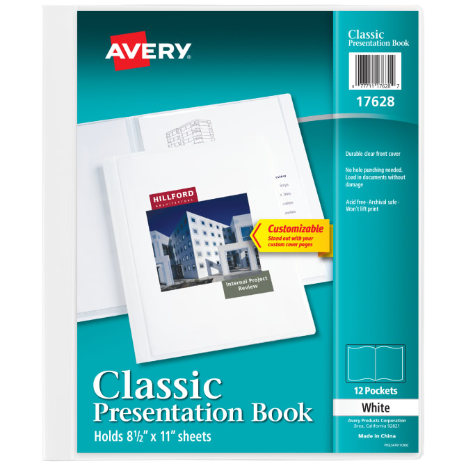 Avery® Classic Presentation Book, Clear Front Window for Title Page, 12  Non-stick Pages, 1 Book (47671)