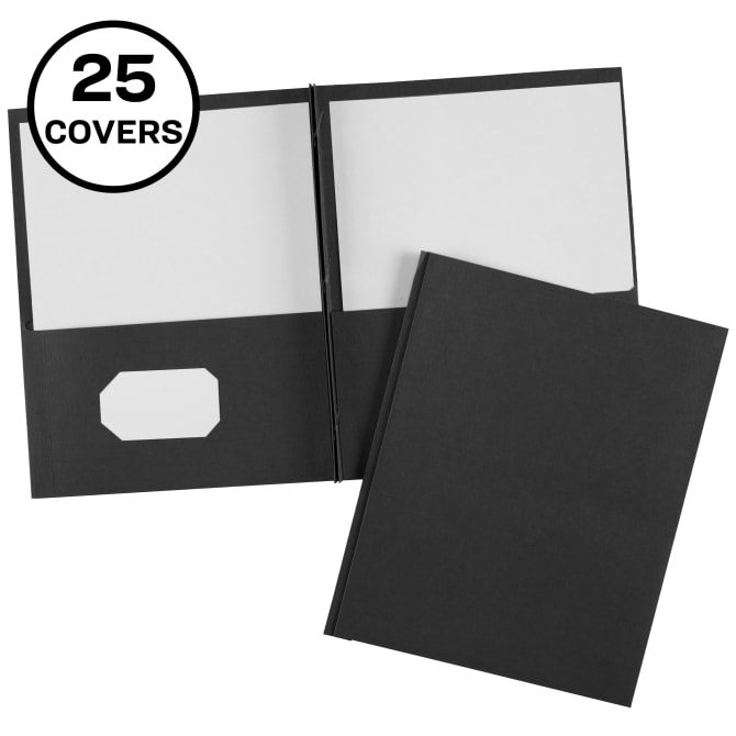 Avery Two Pocket Folders with 3 Prong Fasteners, 25 Black Folders