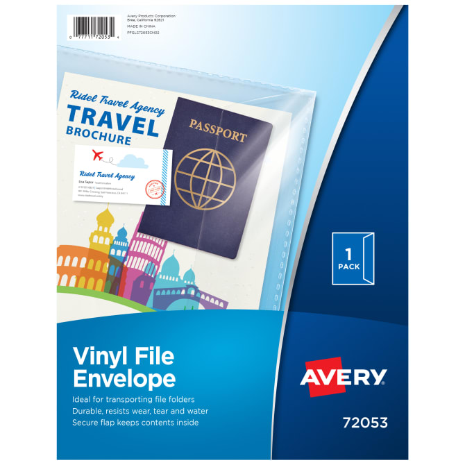 Avery File Envelope 12 7 8 X 9 7 8 Travel Document Organizer 1 Vinyl Envelope 72053 Avery Com