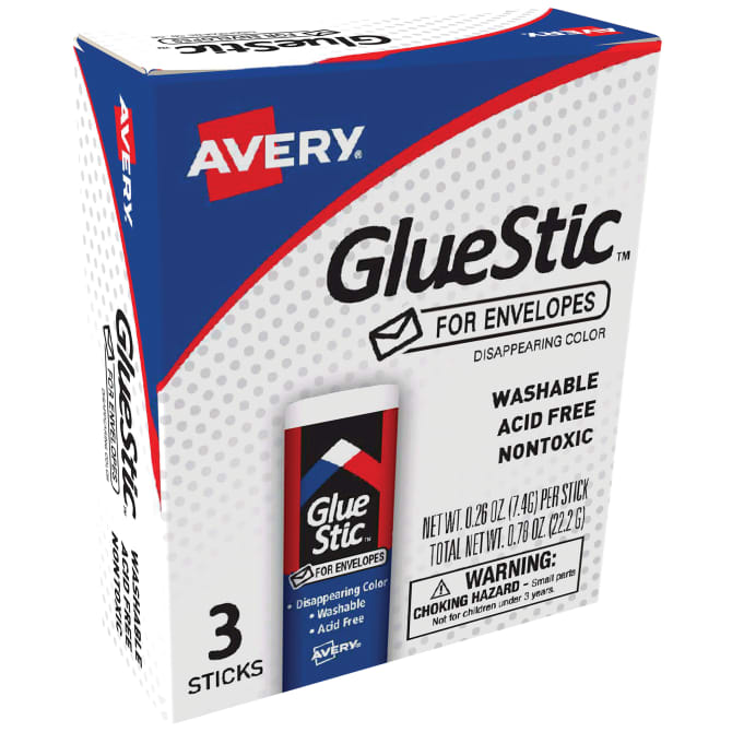 Avery Glue Stick White, 1.27 oz., Washable, Nontoxic, Permanent Glue, 1  Glue Stic (00191)