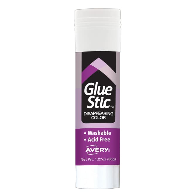 Avery® Glue Stic™, Disappearing Purple Glue Sticks, Washable, Non-Toxic,  1.27oz, 6 Total (98071)