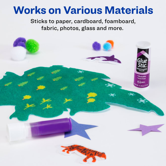 Creative Arts Economy Glue Stick Classpack, .28 oz., Purple, 30 Per Pack, 2  Packs