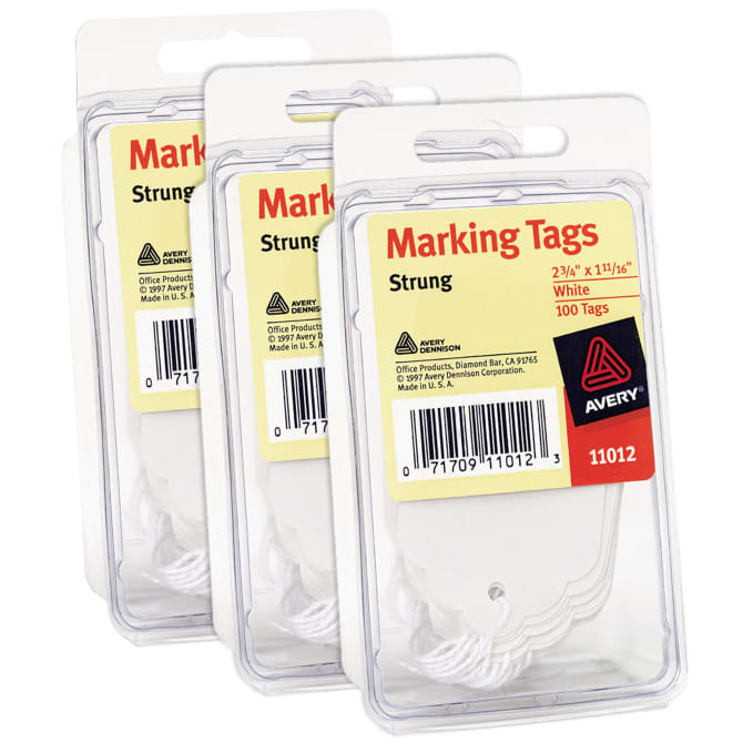 Marking Tags with String Attached, 2-3/4 x 1-11/16, White, 3 Pack, 300  Tags Total (5644)