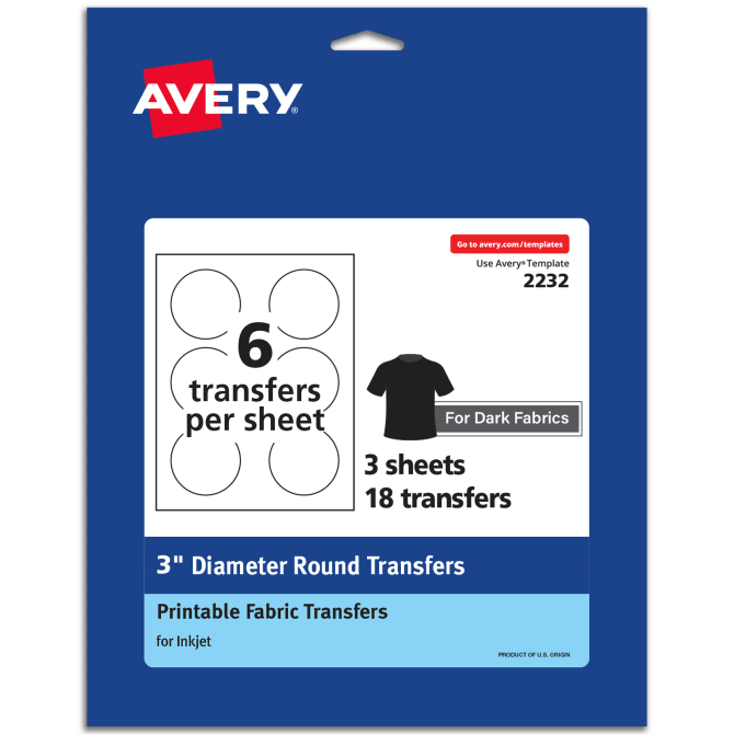 Avery Dark Fabric Transfers - 5 Count
