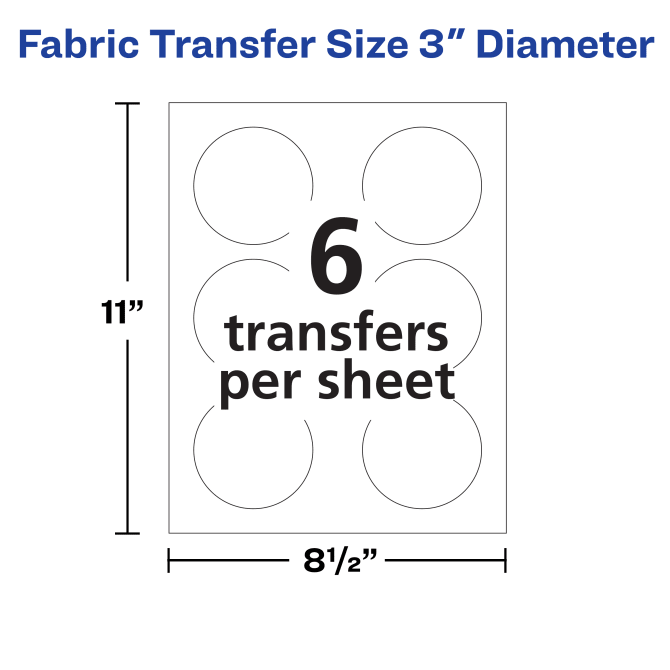 Avery® Dark Fabric Transfers, 3 Diameter Pre Die-Cut Iron-On Circle  Transfers, 3 Sheets, 18 Total (2232)