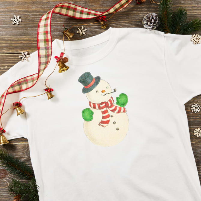 Iron On Glitter Snowman Shirt - Crafts by Amanda