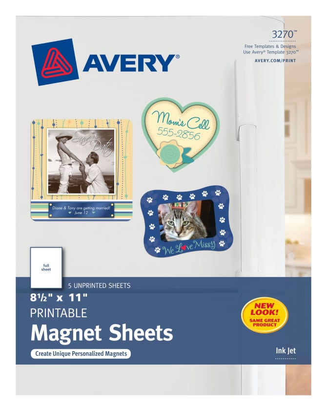 Avery Magnetic Business Cards, 2 x 3 1/2, White, 10/Sheet, 30/Pack