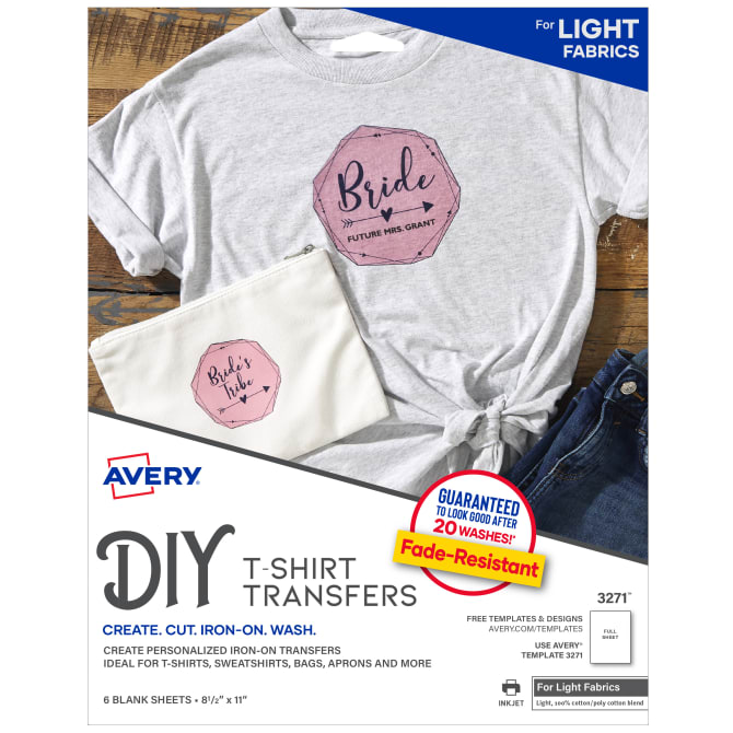 Avery T Shirt Transfers Matte 8 1 2 X 11 6 Transfers 3271