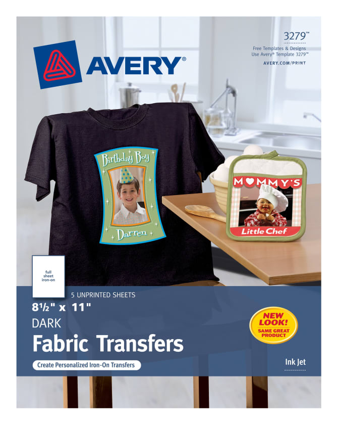 Avery Dark T Shirt Transfers Matte 8 1 2 X 11 5 Labels 3279