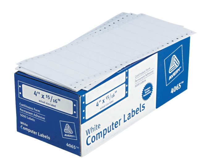 Avery® Continuous Form Computer Labels, Permanent Adhesive, 4
