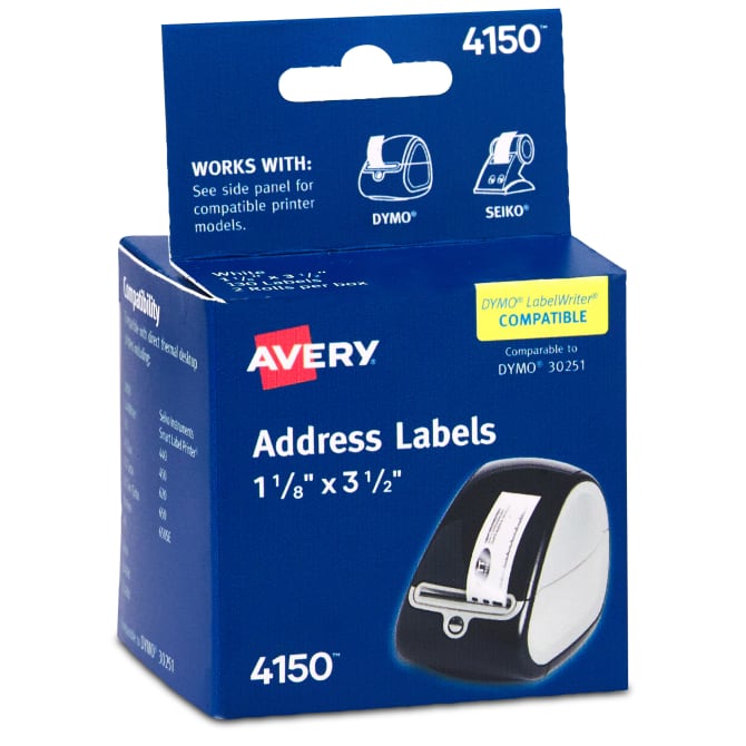 DYMO LabelWriter Address Labels, Clear, 1-1/8 x 3-1/2 Inch, 130 Count (Pack  of 1)