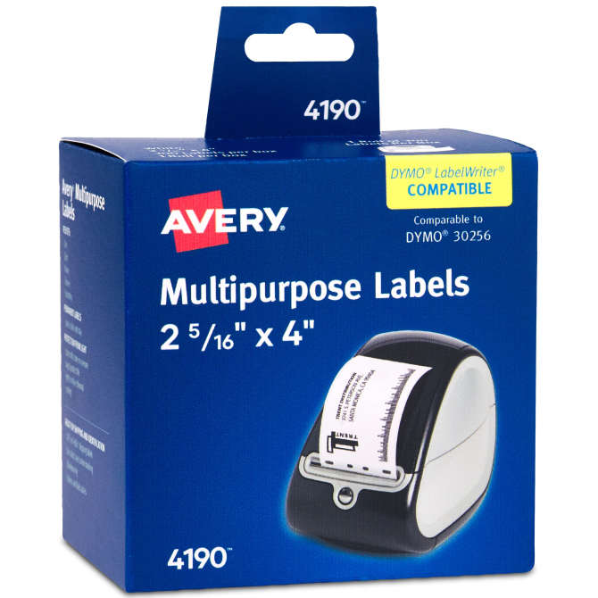 Avery Direct Thermal Multipurpose Labels 2 5 16 X 4 White Permanent 1 Roll 300 Labels 4190