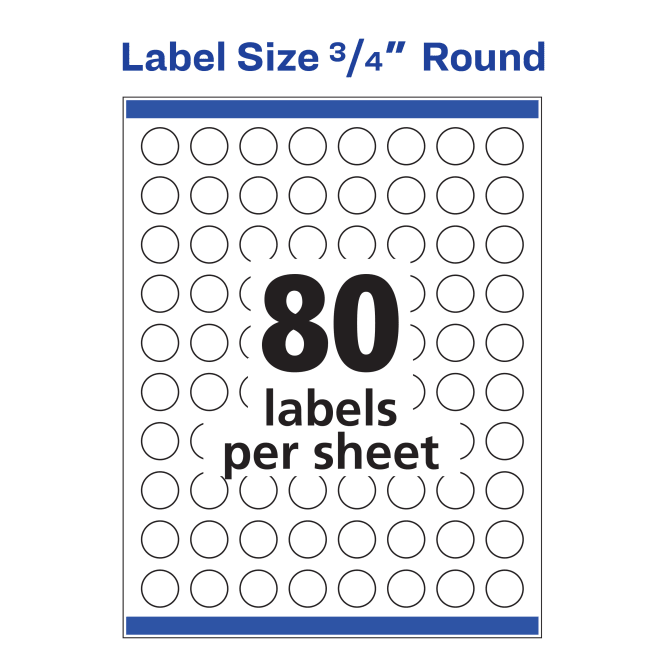 Avery® Matte White Round Labels with Sure Feed™, ¾