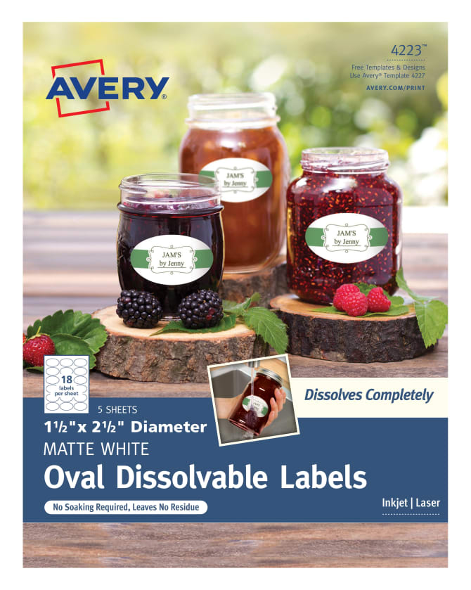 Avery Dissolvable Labels Removable Adhesive Print To The Edge 1 1 2 X 2 1 2 90 Labels 4223