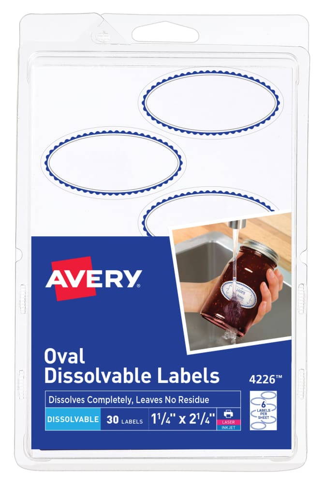 Avery Dissolvable Labels Removable Adhesive 30 Labels (4226 ...